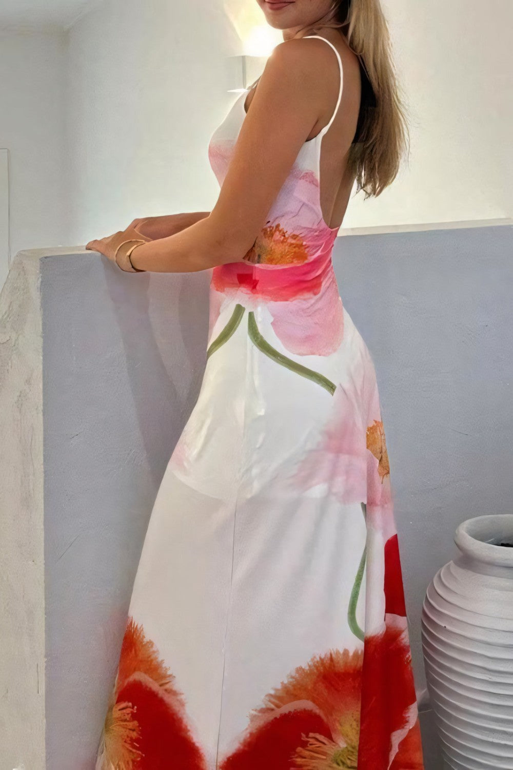 Vrouwen A-lijn Rugloze Bloemenjurk Elegant Design - Siletta-6