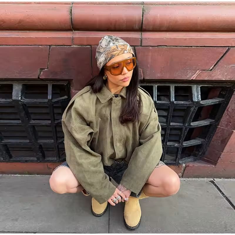 Tussenjas Dames | Oversized suede leren jas | Comfort & Bewegingsvrijheid