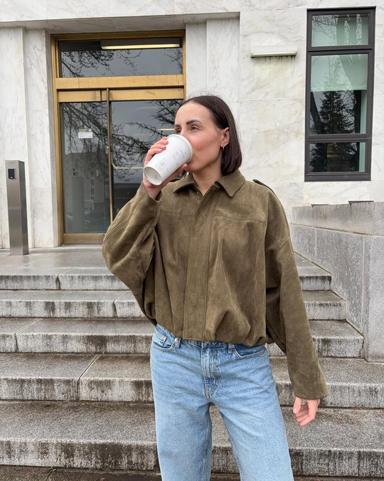 Tussenjas Dames | Oversized suede leren jas | Comfort & Bewegingsvrijheid