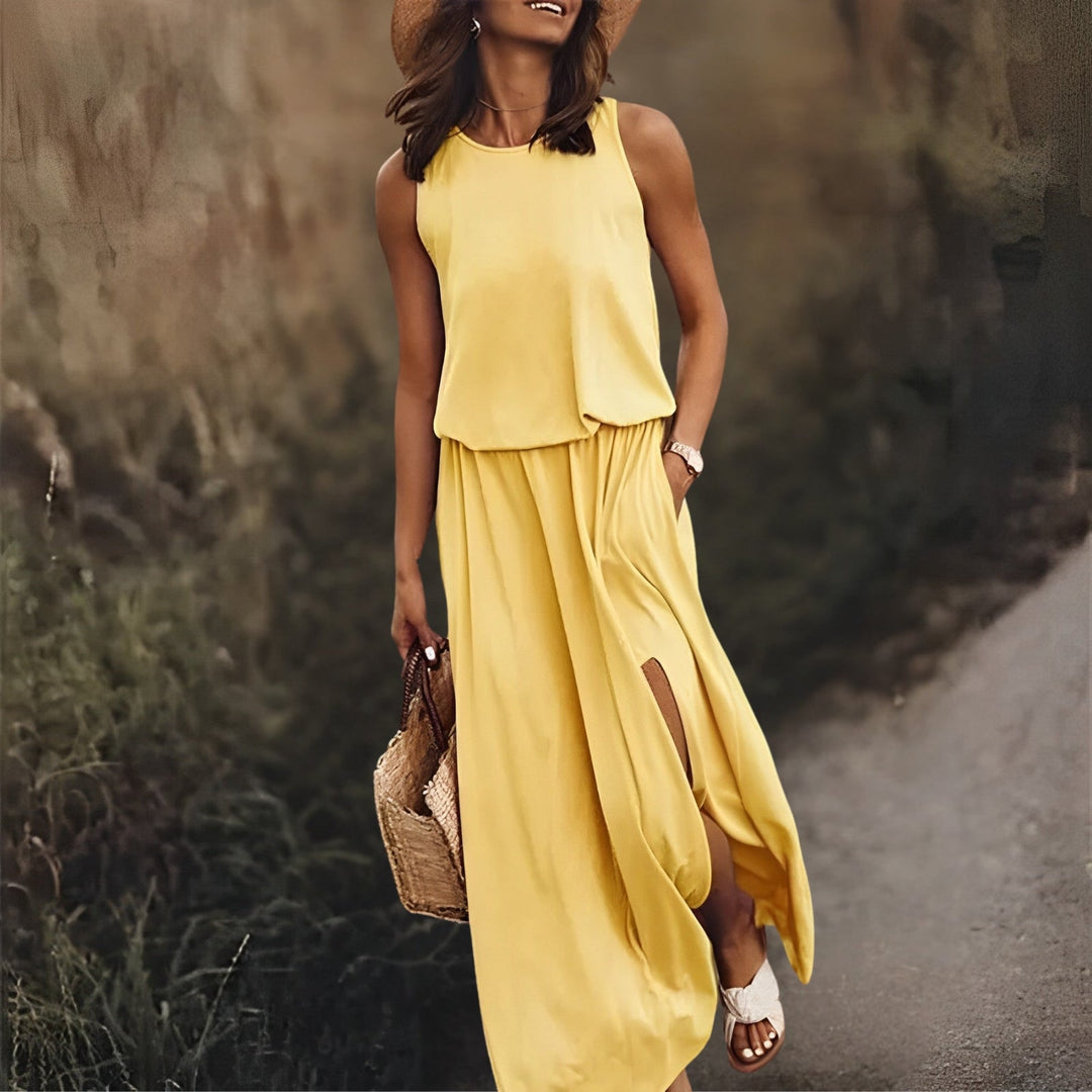 Variant image for Dames Maxi Jurk Mouwloos Elegante Kleuren Ademend - Sophie-25