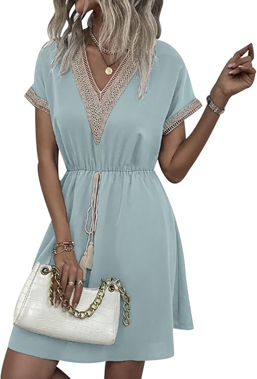 Variant image for Dames Boheemse Zomerjurk Lichte Stof met Kantafwerking - Adrianna-7