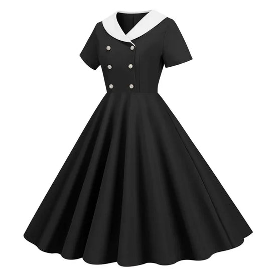 Dames Lange Jurk V-Hals Retro Polka Dot Zomer Kleding - Emma-1