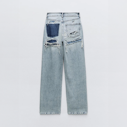 Vintage jeans Dames | Ripped details & relaxte straight fit
