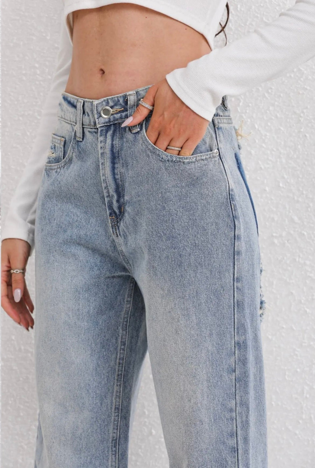 Vintage jeans Dames | Ripped details & relaxte straight fit
