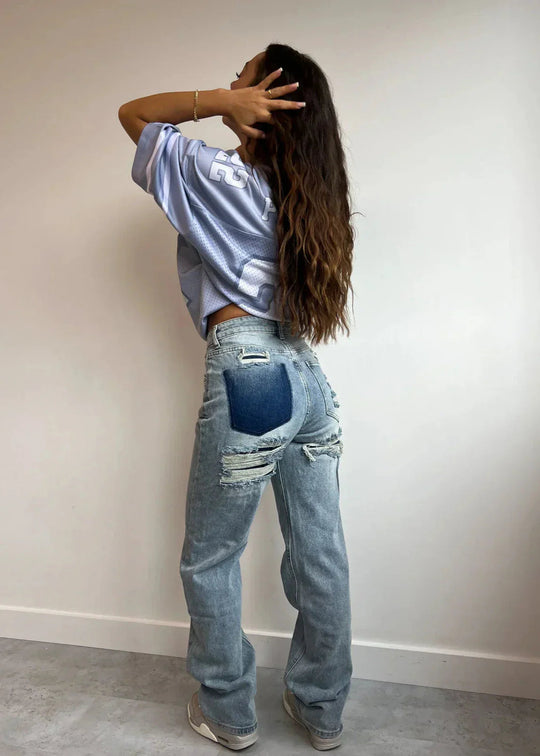 Vintage jeans Dames | Ripped details & relaxte straight fit