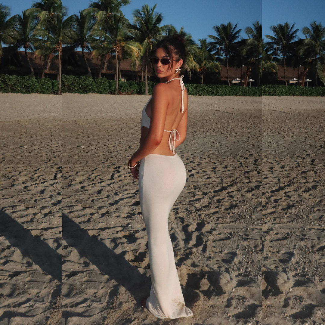 Vrouwen Breezy Haltered Open Back Maxi Zomerjurk - Sophie