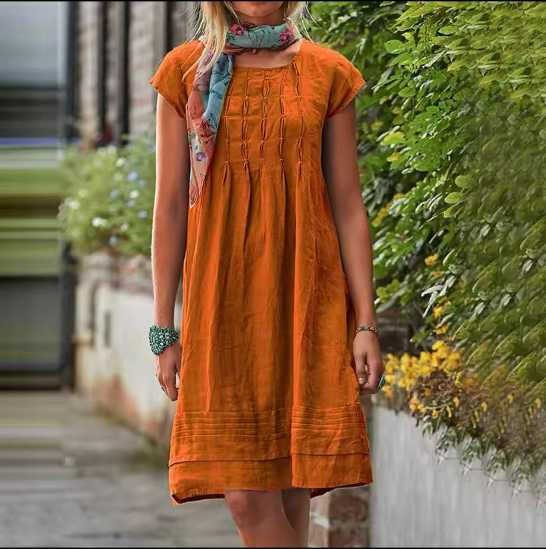Vrouwen Comfortabele Mini Zomerjurk met Korte Mouwen - Anna