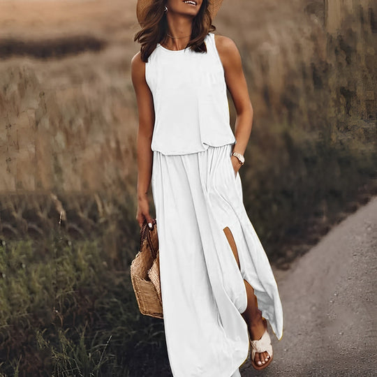 Dames Maxi Jurk Mouwloos Elegante Kleuren Ademend - Sophie-5