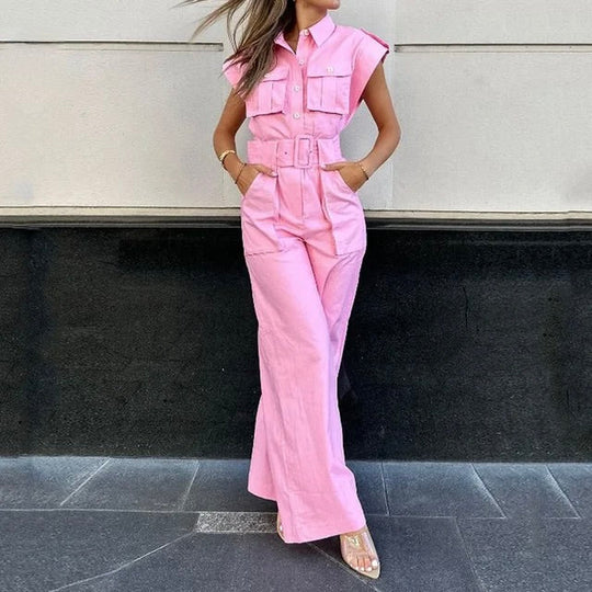 Variant image for Dames Jumpsuit Feestelijk Roze Met Riem - Amalia-1