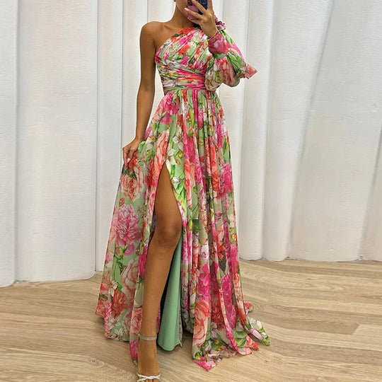 Variant image for Dames Maxi Jurk Elegante Eén Mouw - Stijlvolle Lange Jurk voor Zomer evenementen-13