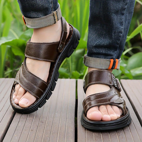 Heren Sandalen van Echt Leer met Comfortabele PU Binnenzool - Luuk-1