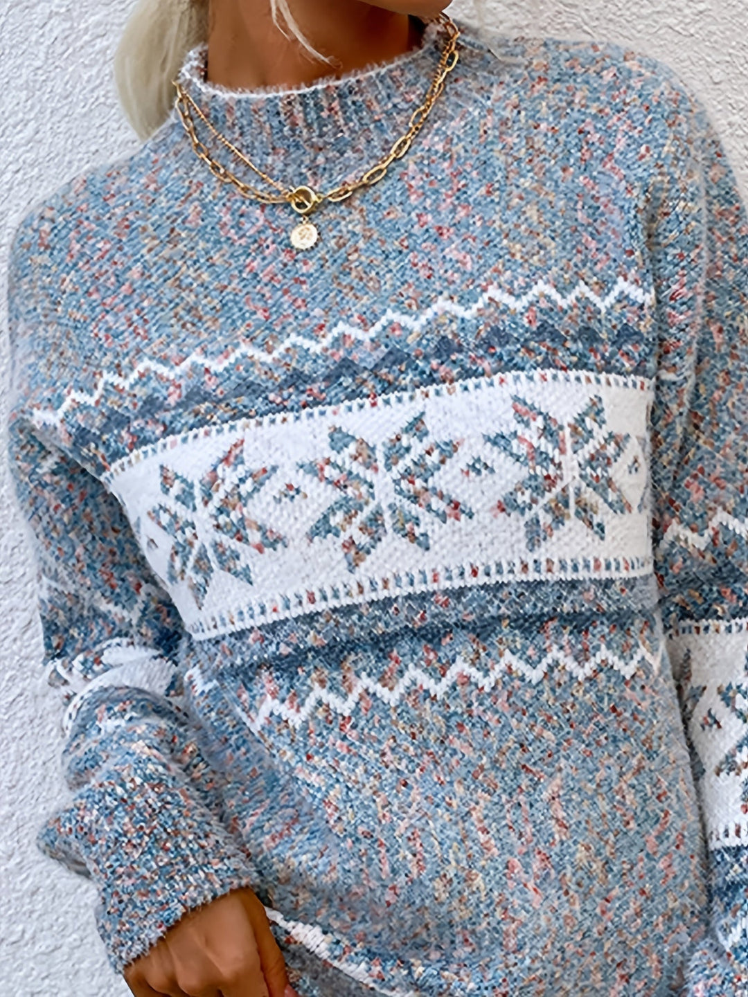 Lotte - Festelijke Rollkragenpullover met Sneeuwvlokken voor de Feestdagen