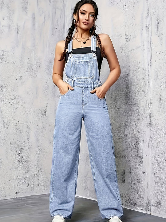Variant image for Dames Mouwloze Denim Overall met Wijde Pijpen - Emma-1