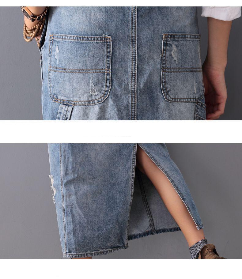 Dames Denim Midi Jurk Elegante Stijl - Dewi-6