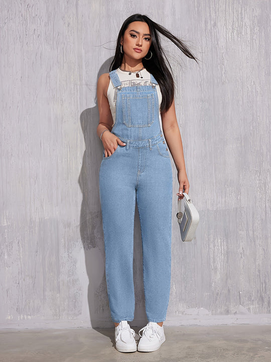 Dames Overalls Effen Lichtblauw Comfortabele Regular Fit - Evelien-6