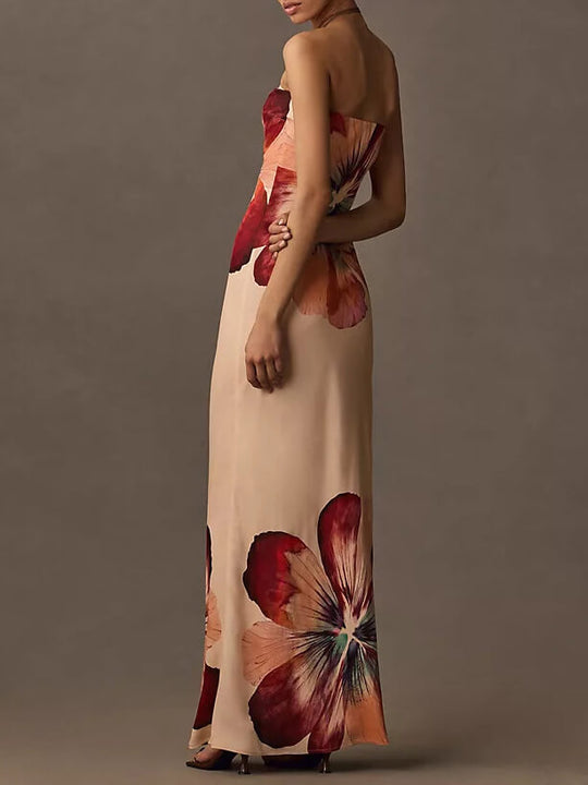 Dames Strapless Maxi Jurk met Bloemenprint voor Zomer - Sophie-4