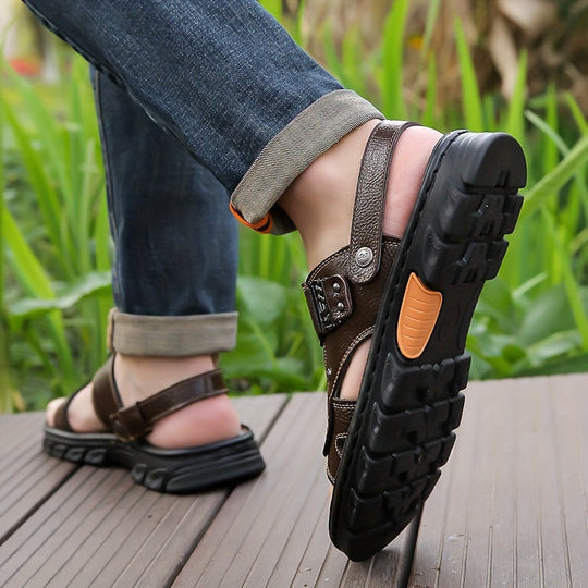 Heren Sandalen van Echt Leer met Comfortabele PU Binnenzool - Luuk-5