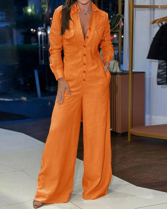 Variant image for Dames Zwarte Jumpsuit Feestelijk Met Lange Mouwen En Knoopsluiting - Lisa-11