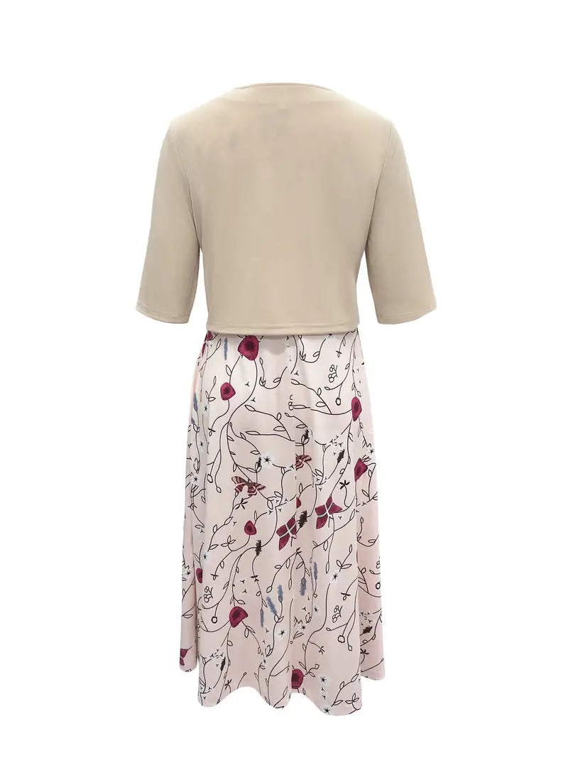 Dames Tweedelige Jurk V-Hals Bloemenprint - Stijlvol Zomer Outfit-3