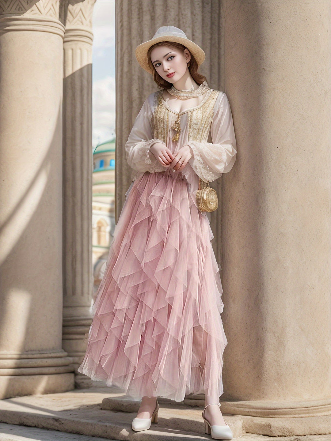 Variant image for Dames Gelaagde Maxi Rok van Mesh met Elastische Taille - Elegant Design-26