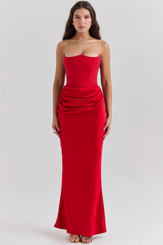 Dames Galajurk met Corset en Gedrapeerde Rok - Ava-4
