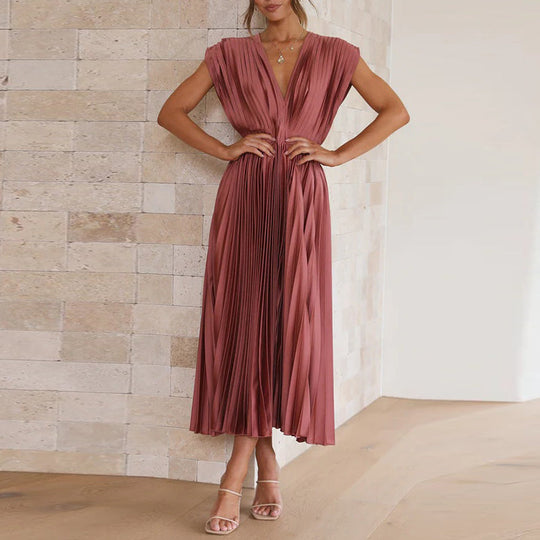 Variant image for Dames Mouwloze V-hals Lange Maxi Jurk Elegante Pasvorm - Sophie-13