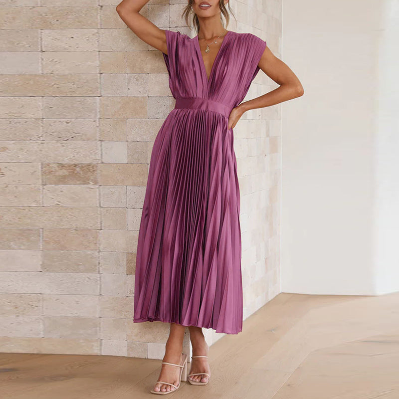 Dames Mouwloze V-hals Lange Maxi Jurk Elegante Pasvorm - Sophie-6