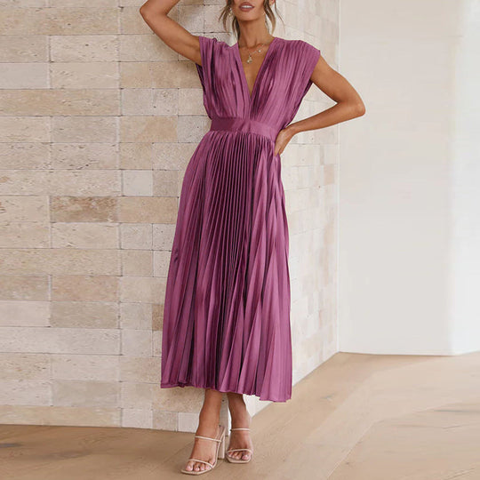Dames Mouwloze V-hals Lange Maxi Jurk Elegante Pasvorm - Sophie-6