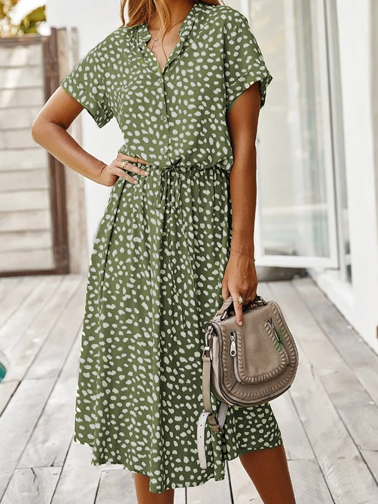 Dames Midi-jurk Korte Mouwen Stijlvol Ontwerp - Myla-4