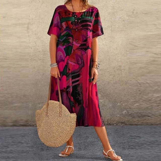 Variant image for Dames Zomerjurk Elegante Casual Stijl Met Ademende Stof - Nanna-17