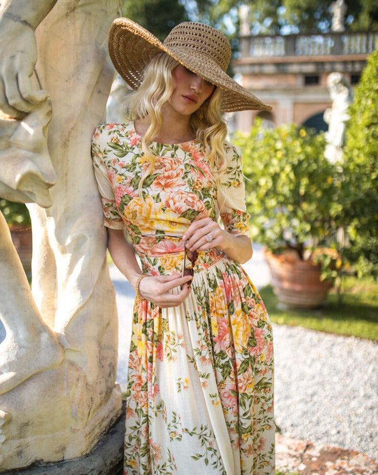 Vrouwen Midi Jurk Elegante Bloemenprint Ademend Materiaal - Alessia-2