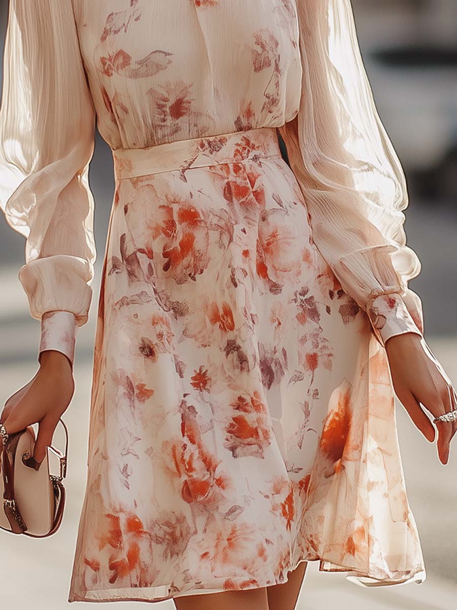 Dames Geplooide Zomerjurk met Bloemenprint en Korte Mouwen - Sophie-4