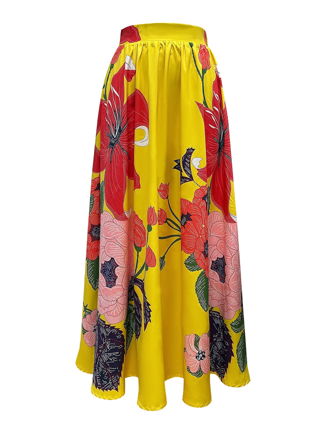 Dames Hoge Taille Bloemenprint Maxi Rok - Elegant A-Lijn Design-4