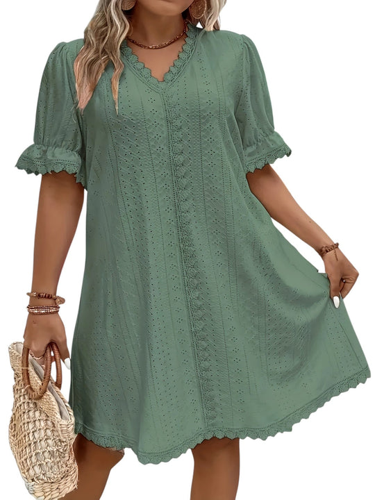 Dames Plus Size V-Hals Jurk Elegant en Comfortabel - Sophie-6