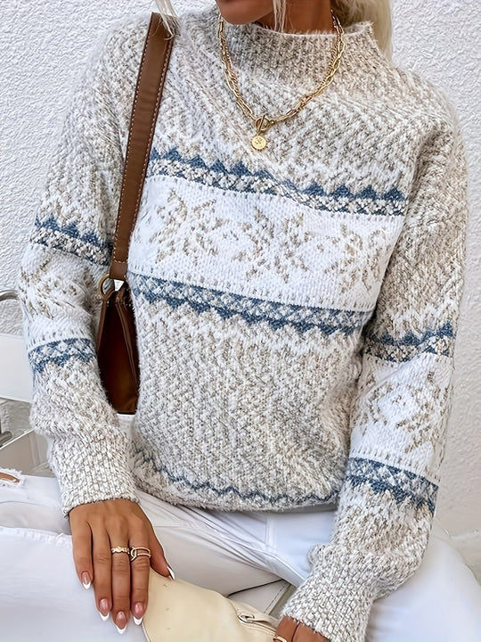 Lotte - Festelijke Rollkragenpullover met Sneeuwvlokken voor de Feestdagen