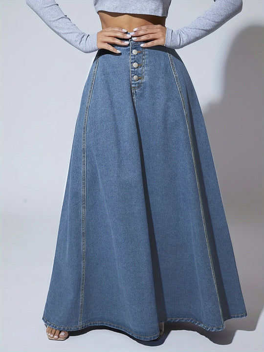 Variant image for Dames Hoge Taille Maxi Flare Denim Rok - Melina-1