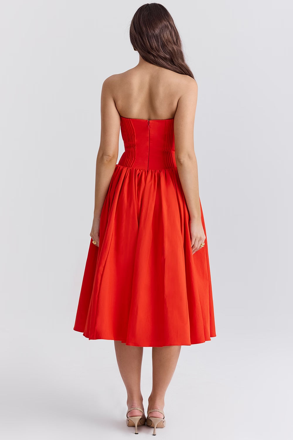 Dames Midi Jurk Elegante Hartvormige Bustier Geplooide Rok - Alexia-4