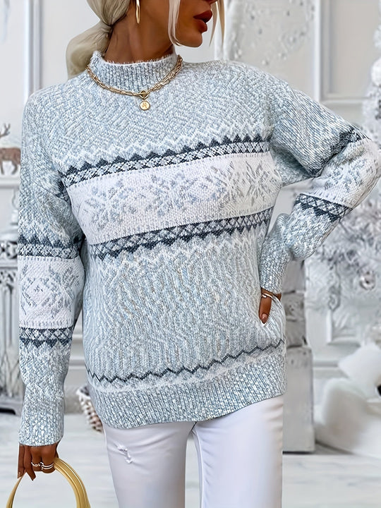 Lotte - Festelijke Rollkragenpullover met Sneeuwvlokken voor de Feestdagen