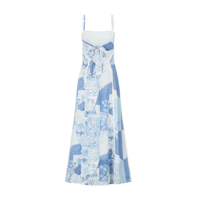 Dames Maxi Jurk Elegant Vaso Blu Patroon - Zomerjurk Valentina-2