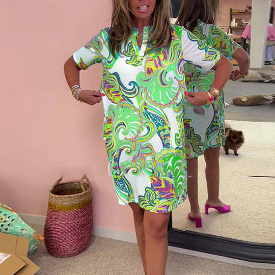 Dames Mini Jurk Elegante Pasvorm met Levendige Kleurenprints - Louisa-6