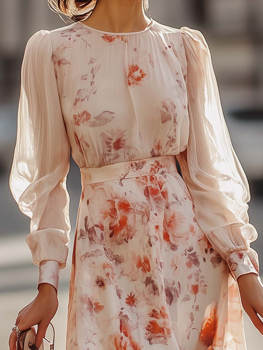 Dames Geplooide Zomerjurk met Bloemenprint en Korte Mouwen - Sophie-3