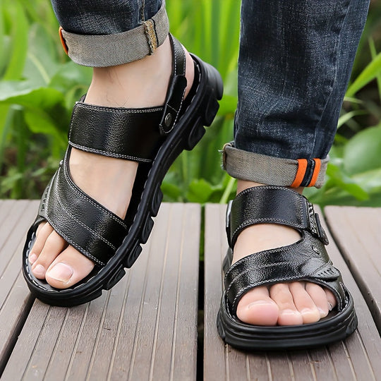 Heren Sandalen van Echt Leer met Comfortabele PU Binnenzool - Luuk-4