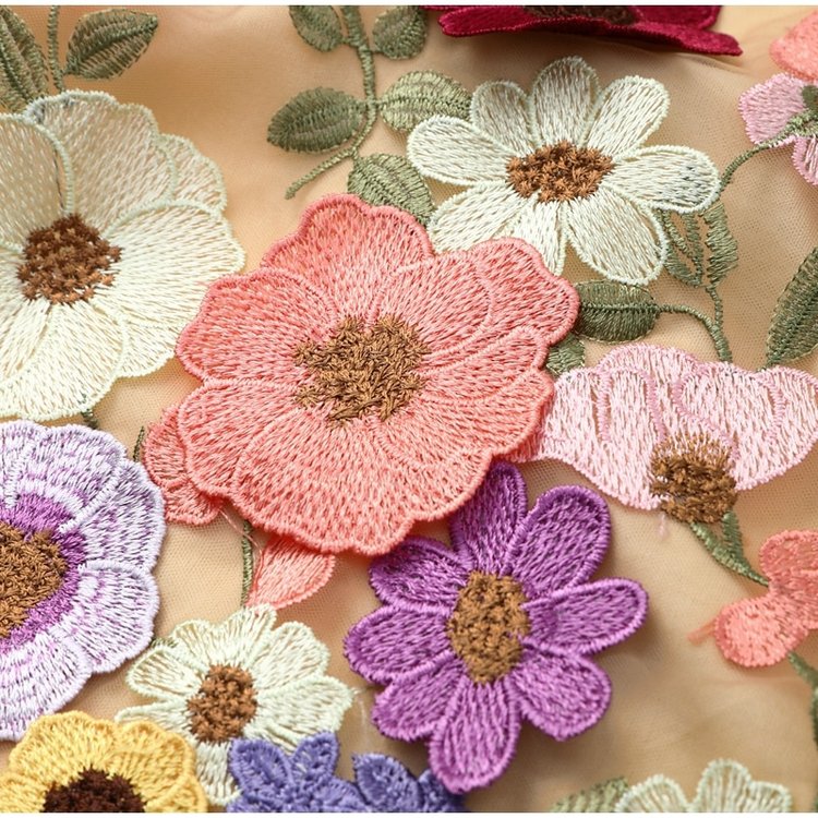Dames Midi Jurk Bloemdecoratie Elegante Hoge Halslijn - Flora-3