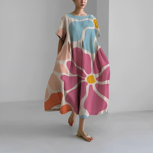 Dames Maxi Jurk Bloemenprint Luchtige Stof Voor Zomer - Simona-1