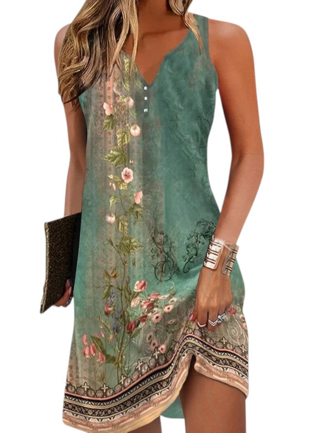 Dames Zomerjurk Luchtige Stof Met Trendy Print - Lisa-1