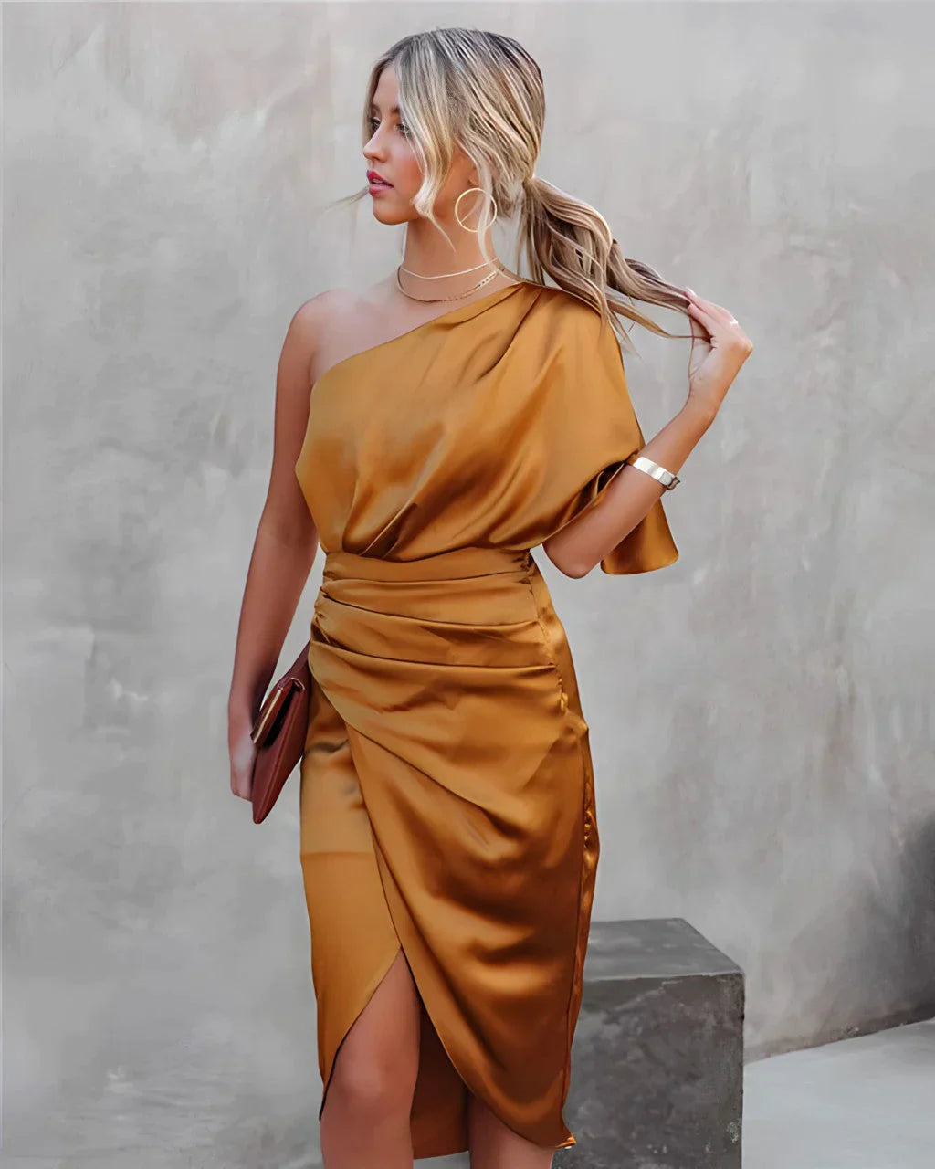 Variant image for Dames Galajurk Met Eén Mouw Elegante Geplooide Rok - Dorothea-9