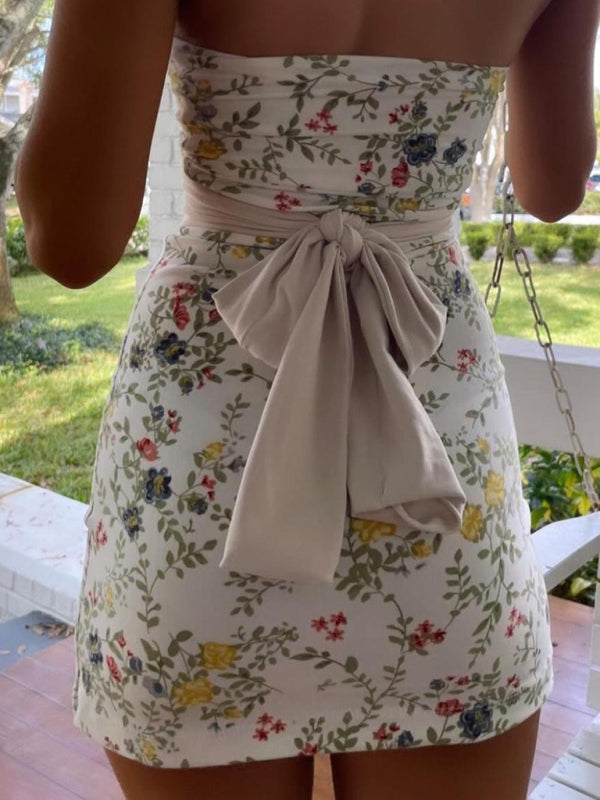 Dames Bloemen Tube Jurk Strappy Design voor Zomer - Kaida-2