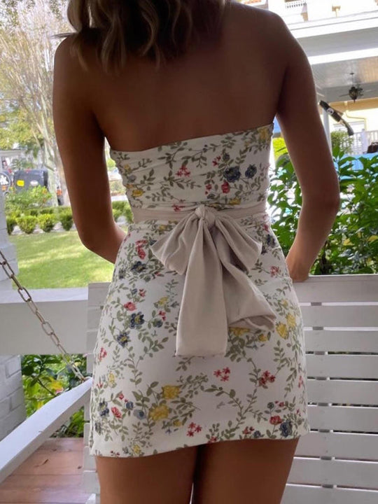 Dames Bloemen Tube Jurk Strappy Design voor Zomer - Kaida-4