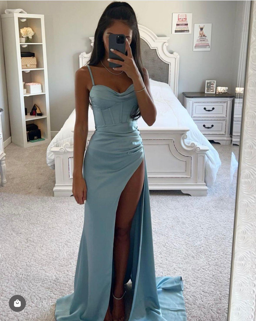 Dames Satijnen Maxi Jurk Met Hoge Split - Elegante Aubrey-4