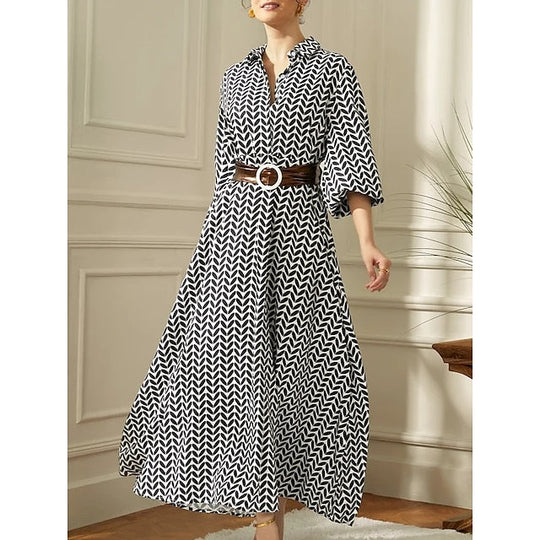Lange Jurk Dames Elegante Comfortabele Pasvorm - Nola-3